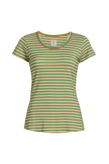 Pip Studio Tilly Sleepy Stripers Pyjamatop Korte Mouwen Groen
