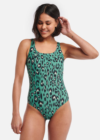 Shiwi Luxe Leopard Badpak met softcups Groen