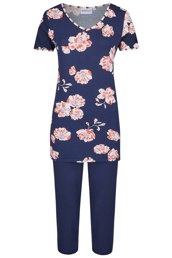 Ringella Women Pyjama Donkerblauw Bloemendessin