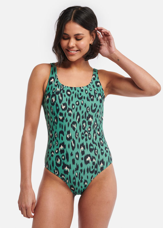 Shiwi Luxe Leopard Badpak met softcups Groen